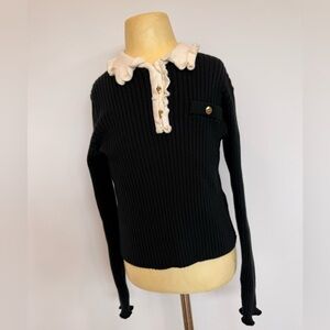 Crewcuts Kids Black Sweater with White Collar
